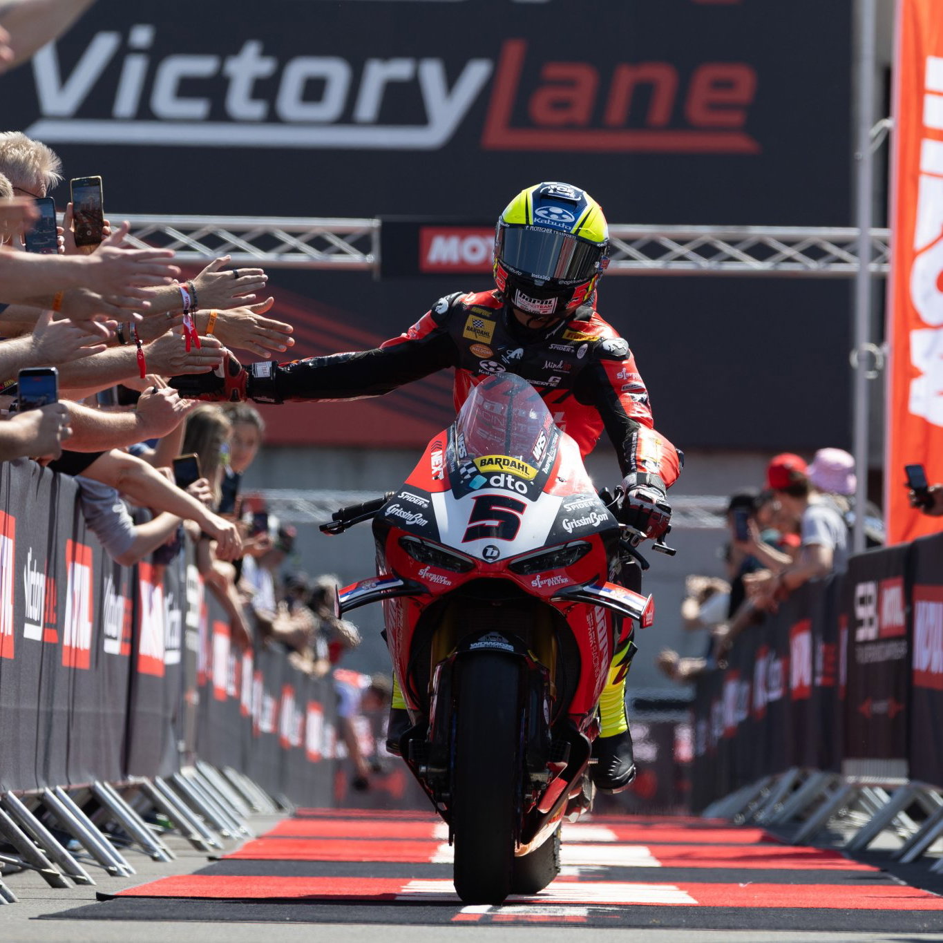 Yari Montella, 2026 Hungarian WorldSBK, Superpole 'victory lane'. Credit: Gold and Goose.