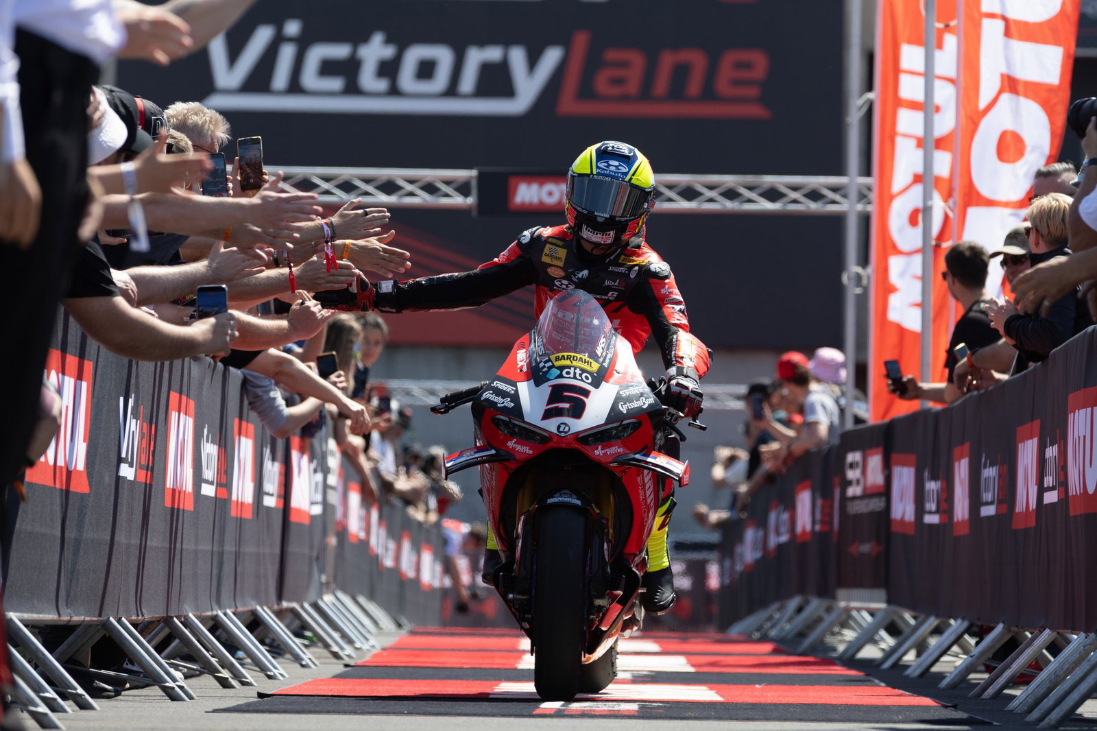 Yari Montella, 2026 Hungarian WorldSBK, Superpole 'victory lane'. Credit: Gold and Goose.