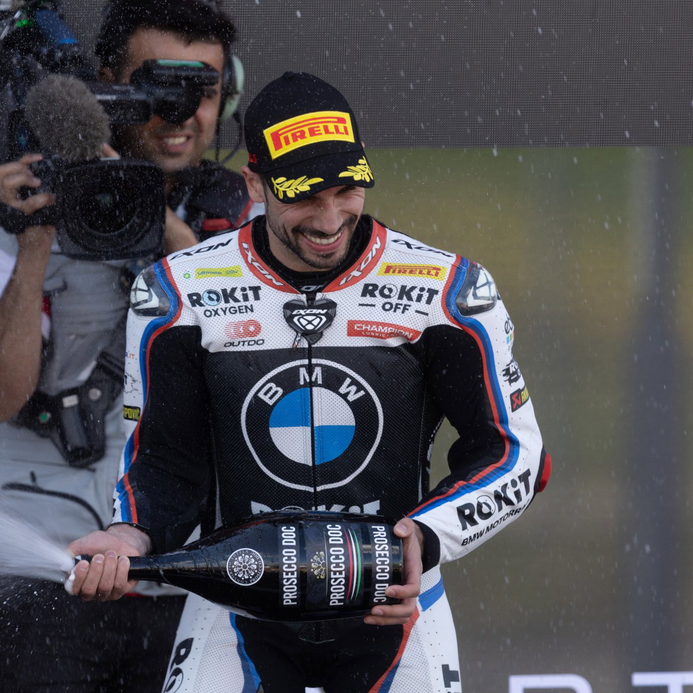 Miguel Oliveira, 2026 Hungarian WorldSBK, podium. Credit: Gold and Goose.
