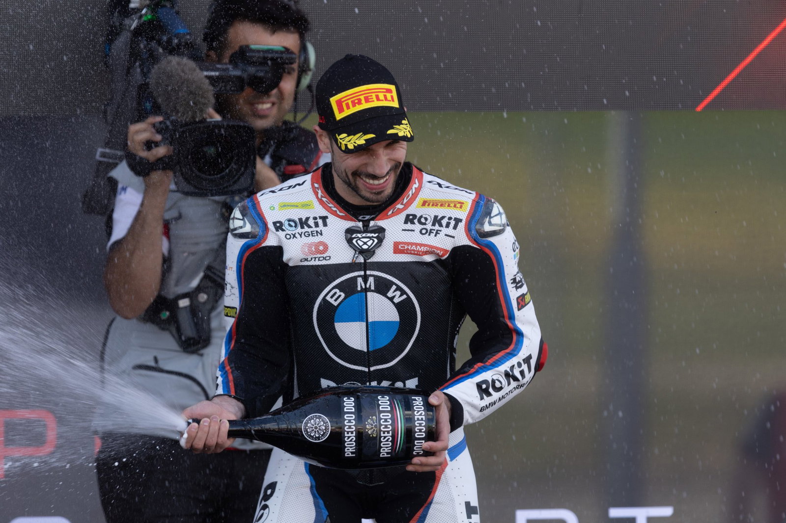 Miguel Oliveira, 2026 Hungarian WorldSBK, podium. Credit: Gold and Goose.