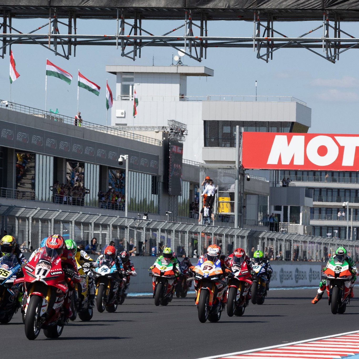 WorldSBK race start, Hungary, 2026. Credit: Gold and Goose