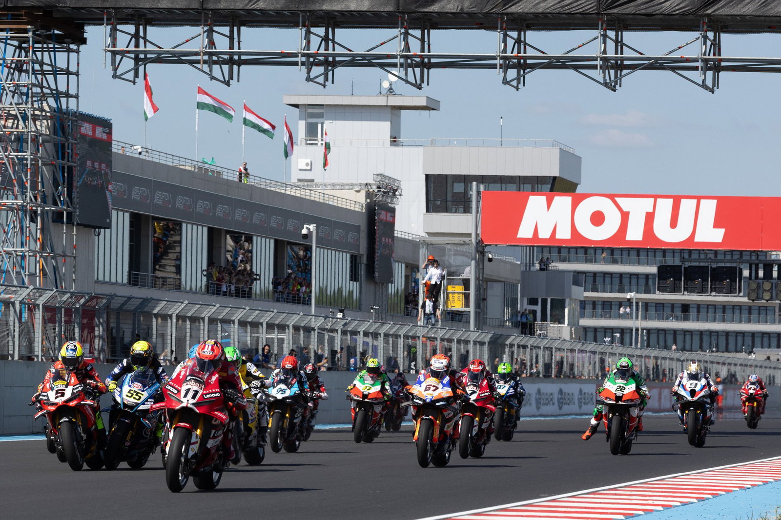 WorldSBK race start, Hungary, 2026. Credit: Gold and Goose