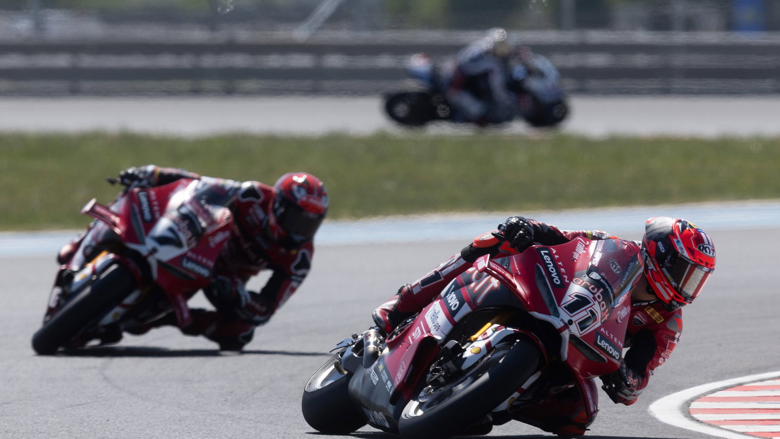 Nicolo Bulega leads Iker Lecuona, 2026 Hungarian WorldSBK. Credit: Gold and Goose.