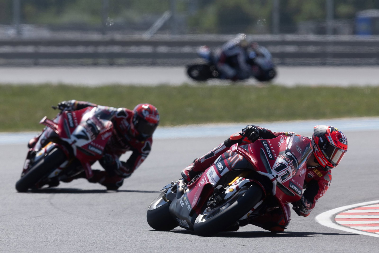 Nicolo Bulega leads Iker Lecuona, 2026 Hungarian WorldSBK. Credit: Gold and Goose.