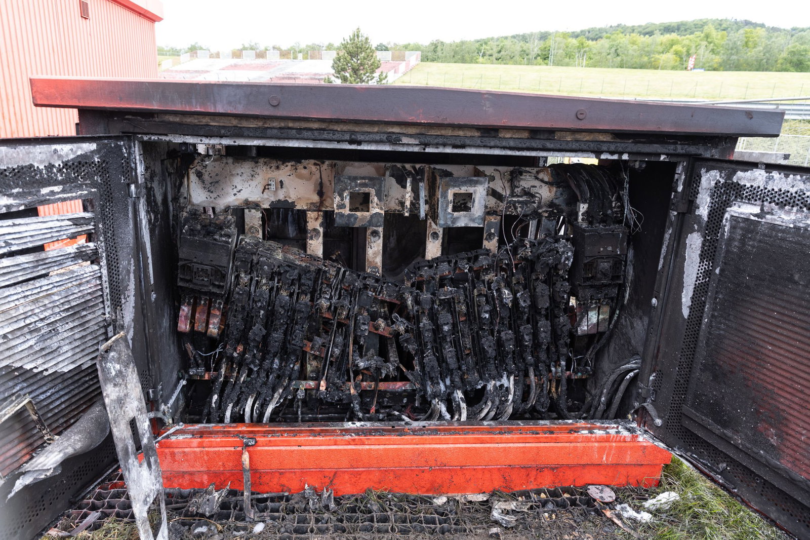 Generator at Autodrom Most after fire on Thursday at 2026 Czech WorldSBK. Credit: Gold and Goose.