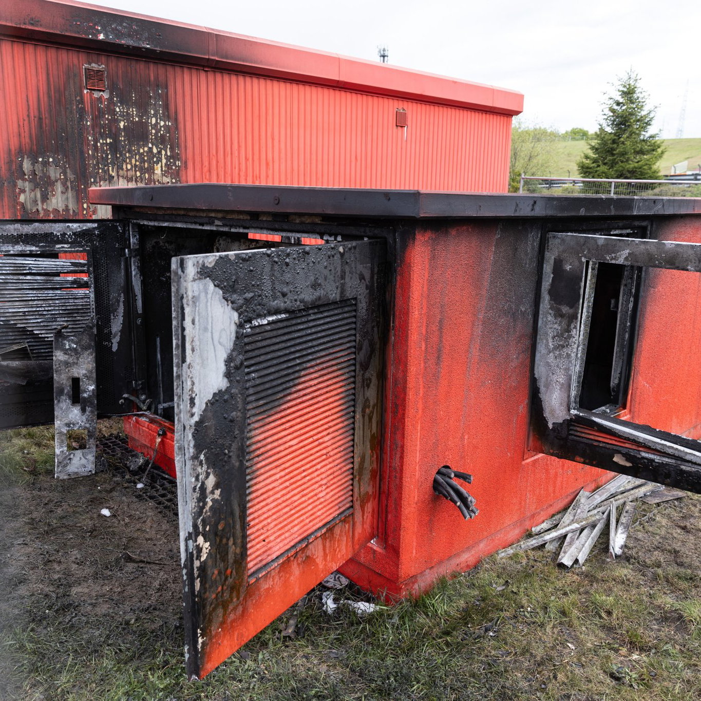 Generator at Autodrom Most after fire on Thursday at 2026 Czech WorldSBK. Credit: Gold and Goose.