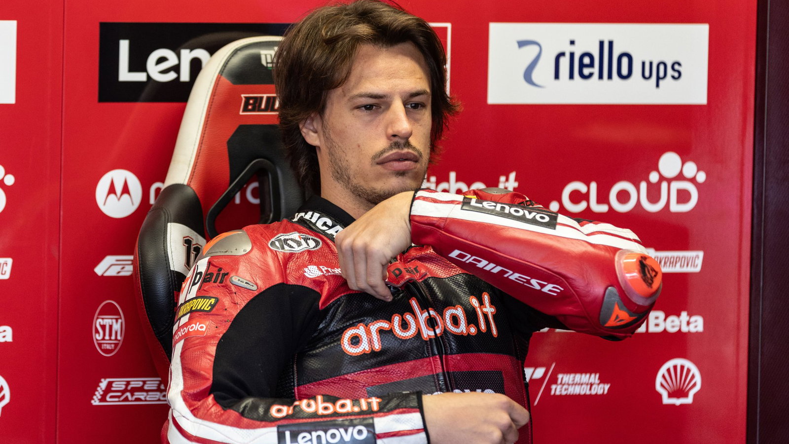 Nicolo Bulega, 2026 Czech WorldSBK, pit box. Credit: Gold and Goose.