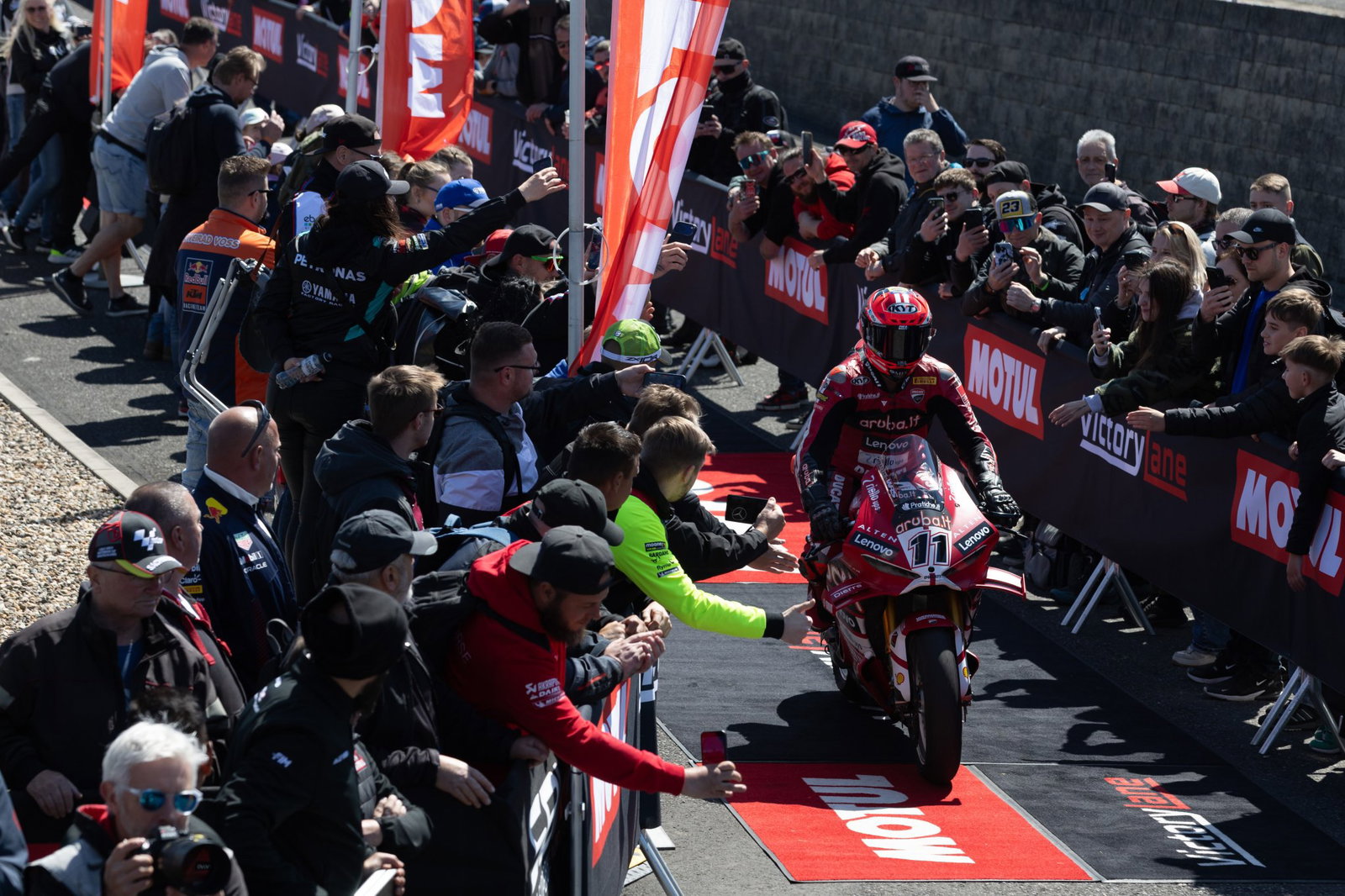 Nicolo Bulega, 2026 Czech WorldSBK, parc ferme. Credit: Gold and Goose.