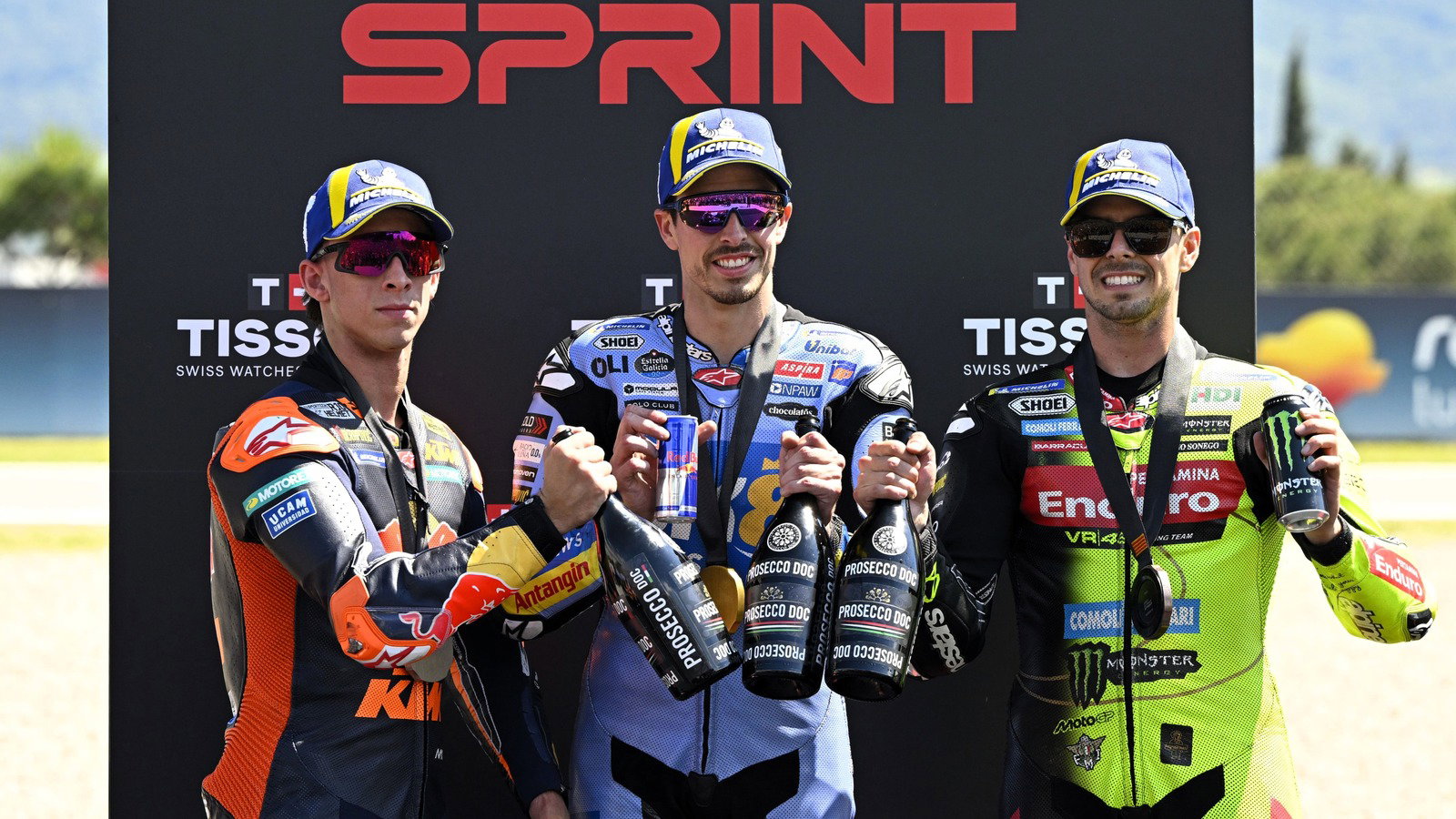 Alex Marquez, Pedro Acosta, Fabio di Giannantonio, 2026 Catalan MotoGP Sprint.