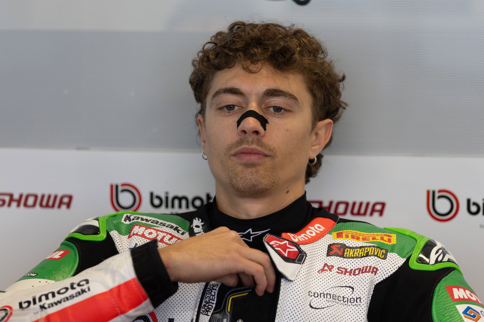 Axel Bassani, 2026 Czech WorldSBK, pit box. Credit: Gold and Goose.