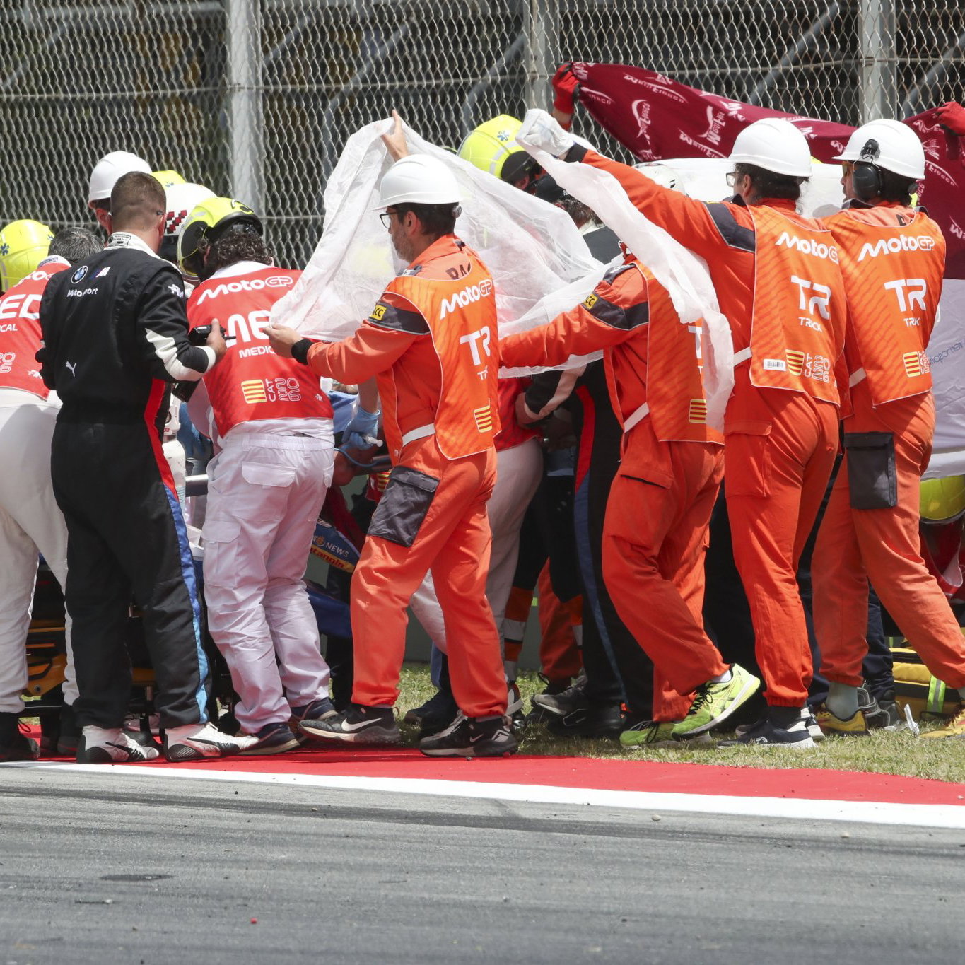 Aftermath of Alex Marquez crash at the 2026 Catalan Grand Prix
