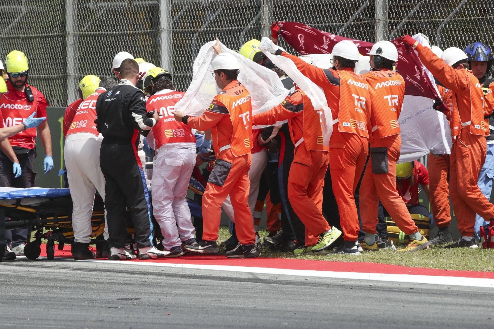 Aftermath of Alex Marquez crash at the 2026 Catalan Grand Prix