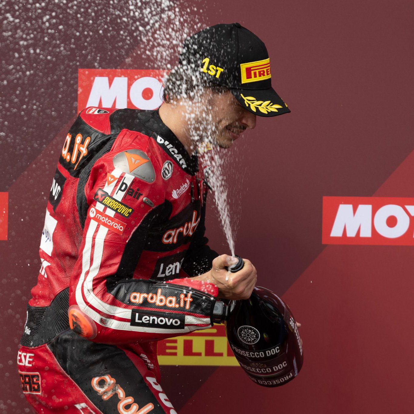 Nicolo Bulega, 2026 Czech WorldSBK, podium. Credit: Gold and Goose.