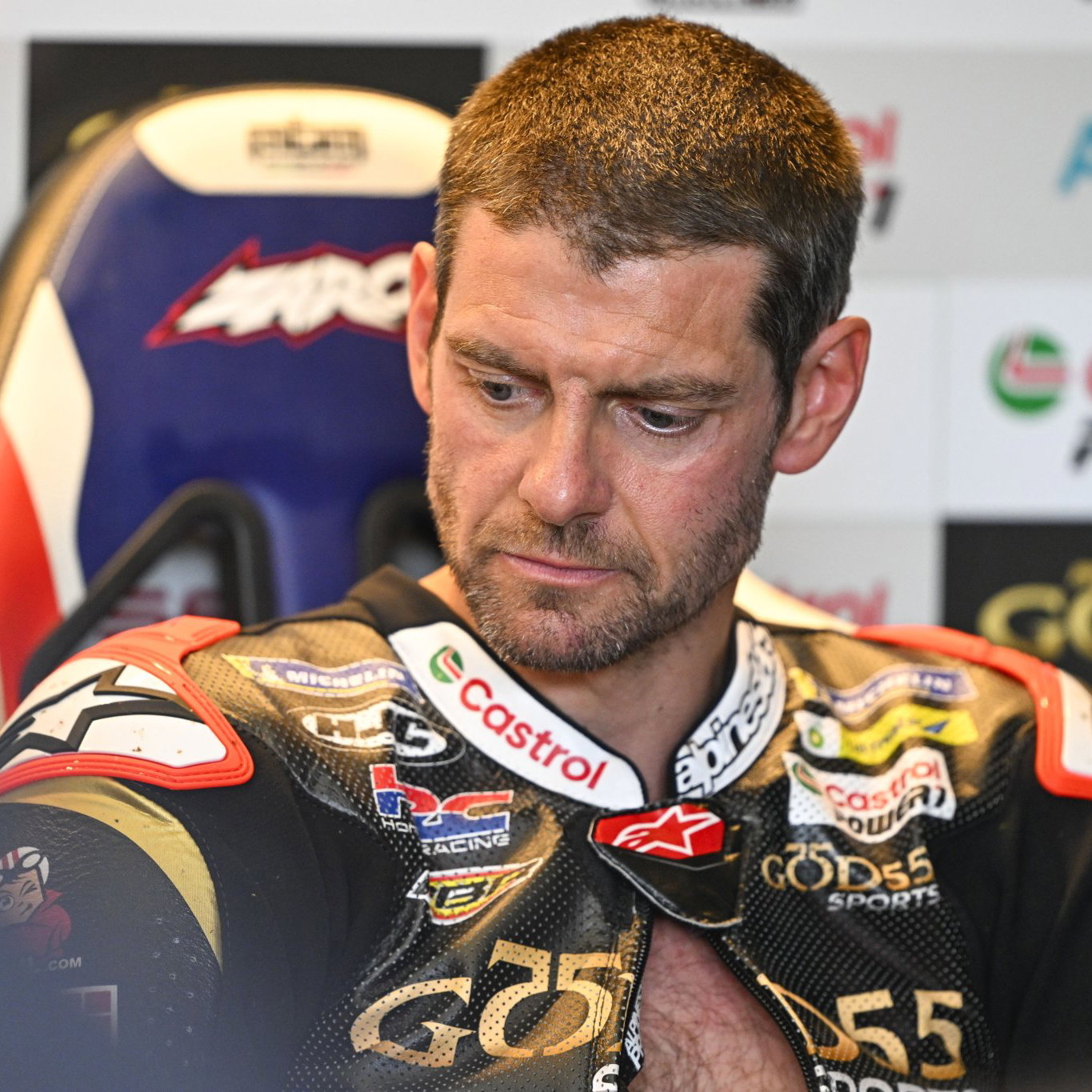 Cal Crutchlow, 2026 MotoGP Italian Grand Prix, pit box. Credit: Gold and Goose.