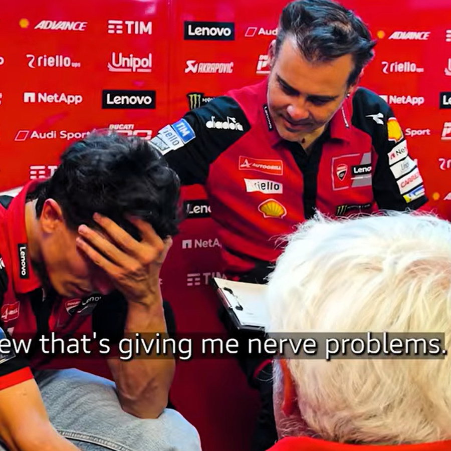 Marc Marquez explains nerve problem in his shoulder (Inside Ducati YouTube series).