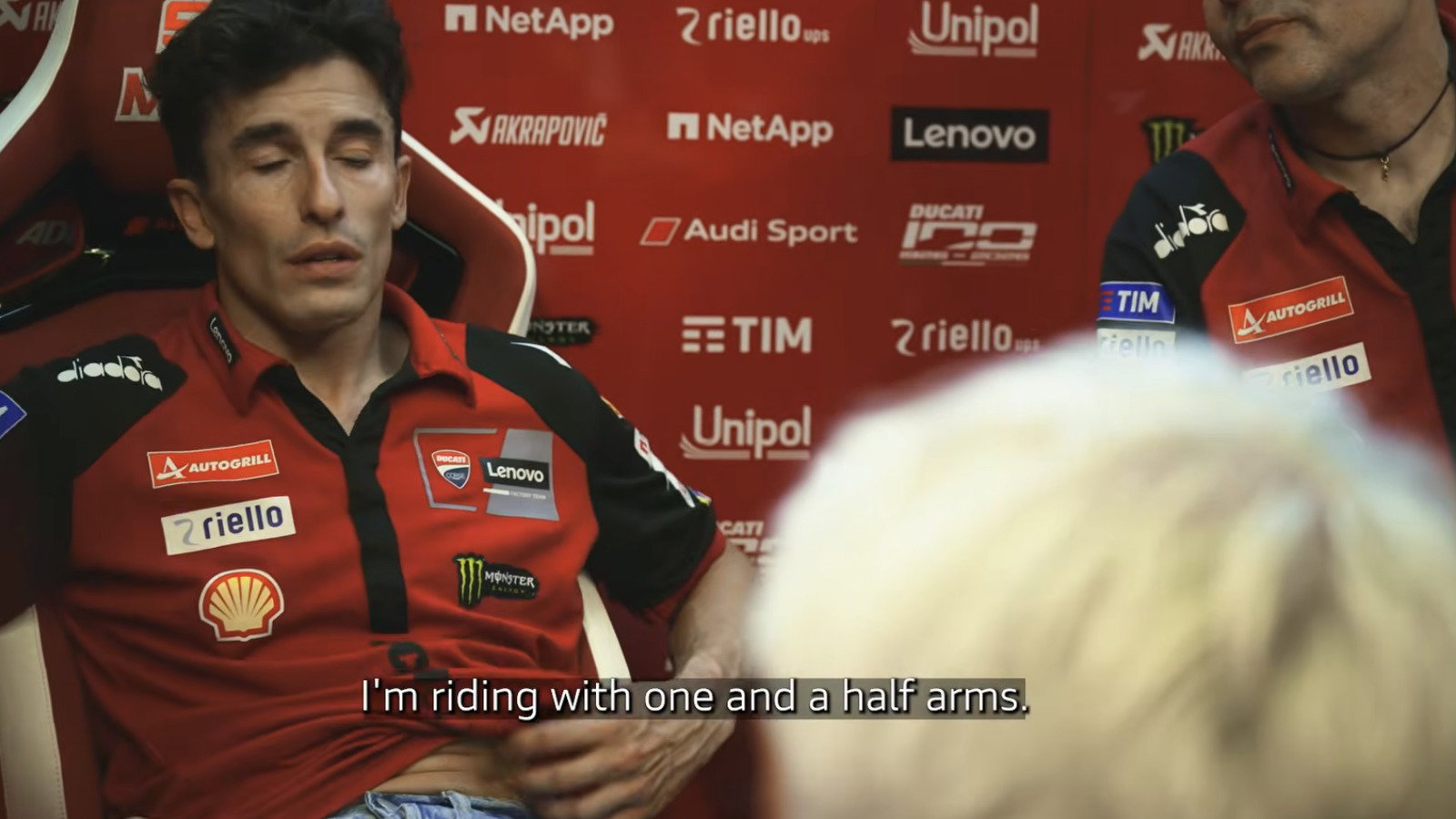 Marc Marquez explains nerve problem in his shoulder (Inside Ducati YouTube series).