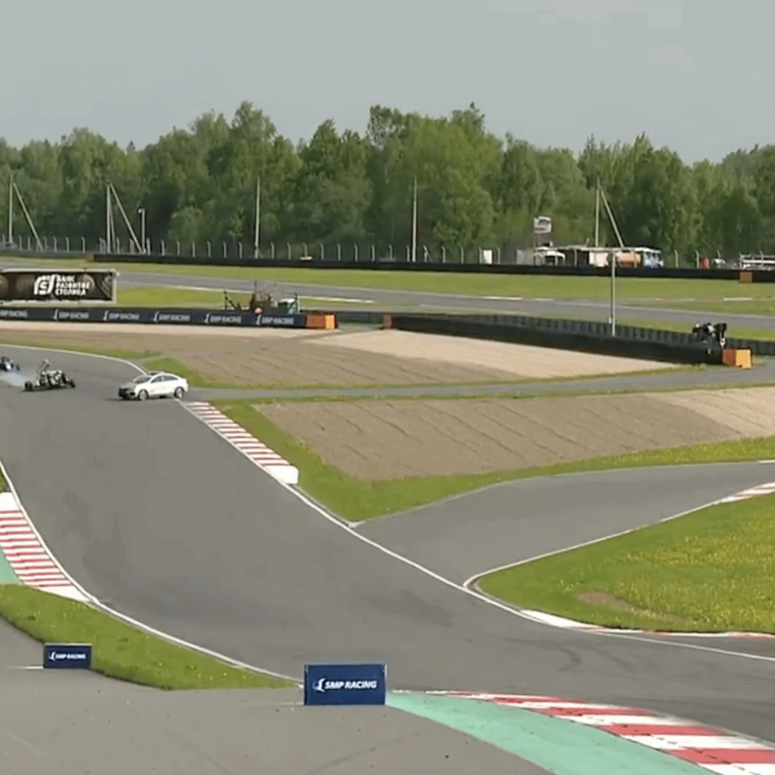 A safety car stopped on track during an F4 race