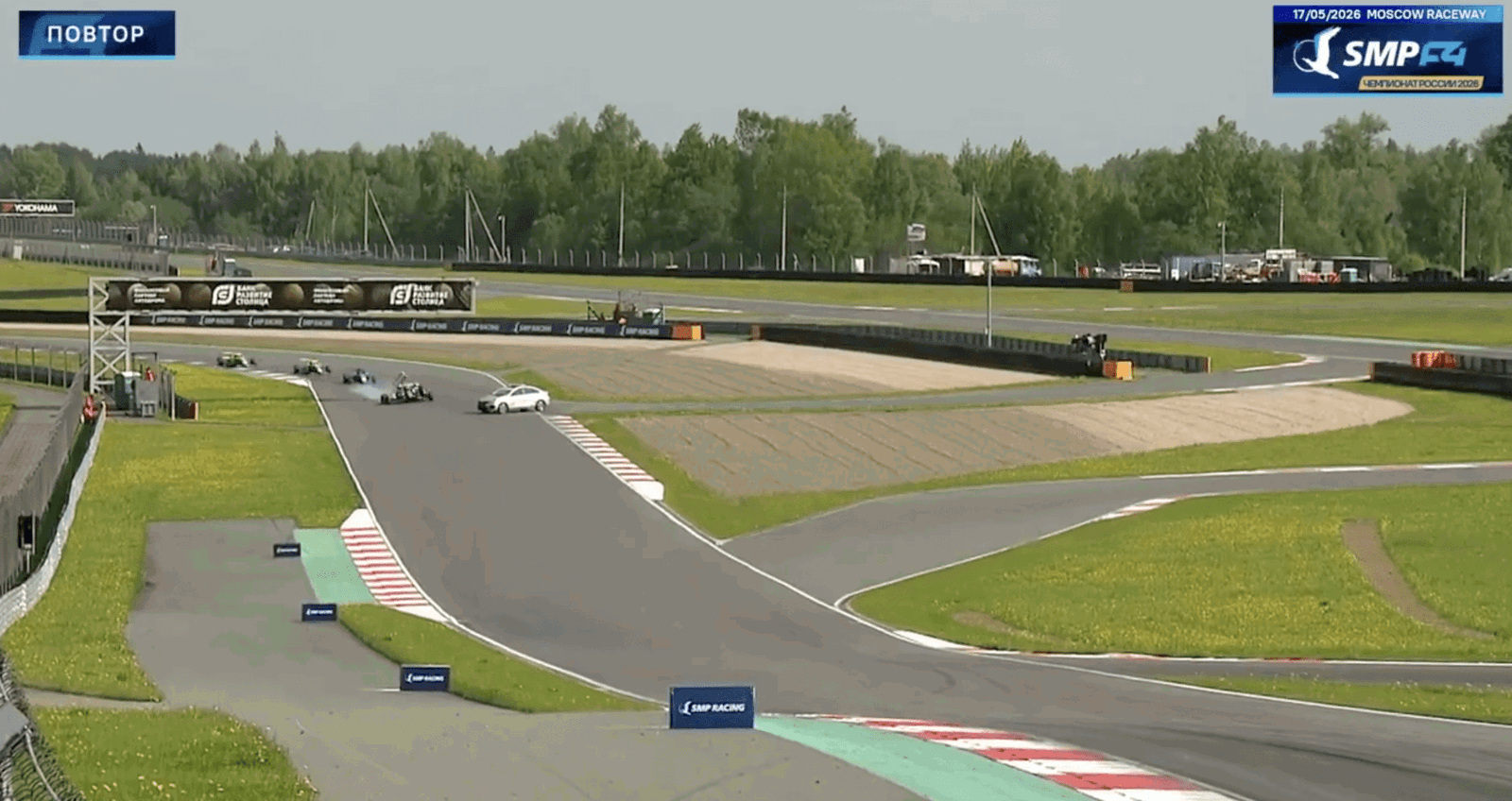 A safety car stopped on track during an F4 race