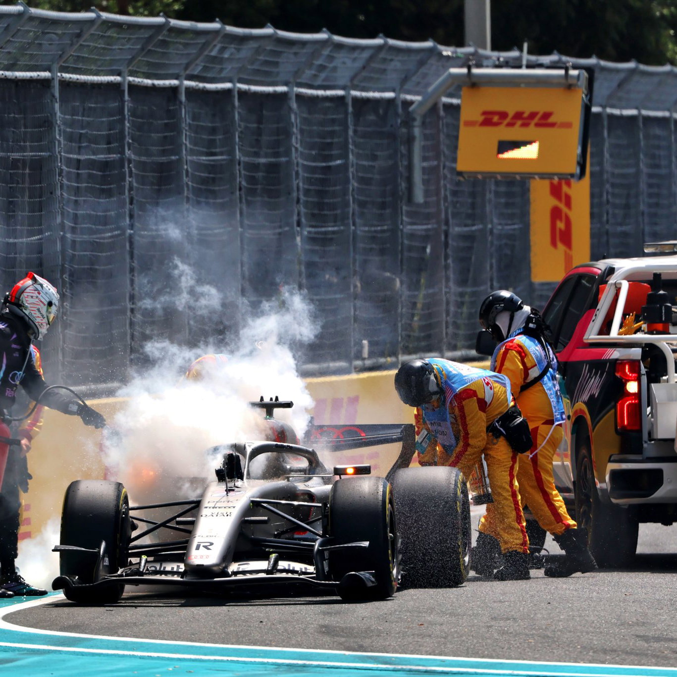 Hulkenberg looks on after another Audi reliability problem