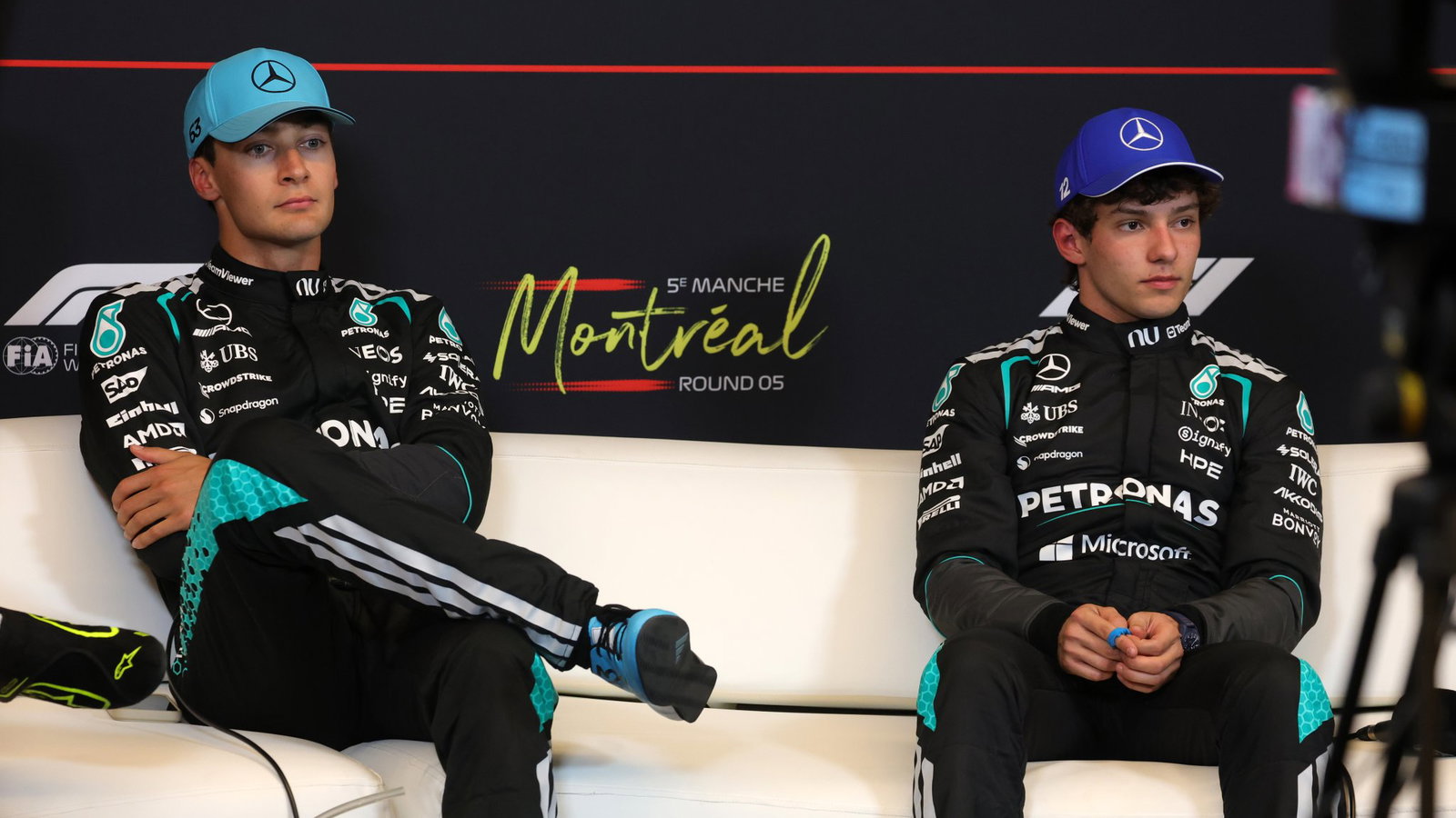 Russell and Antonelli in a frosty Canadian GP media session 