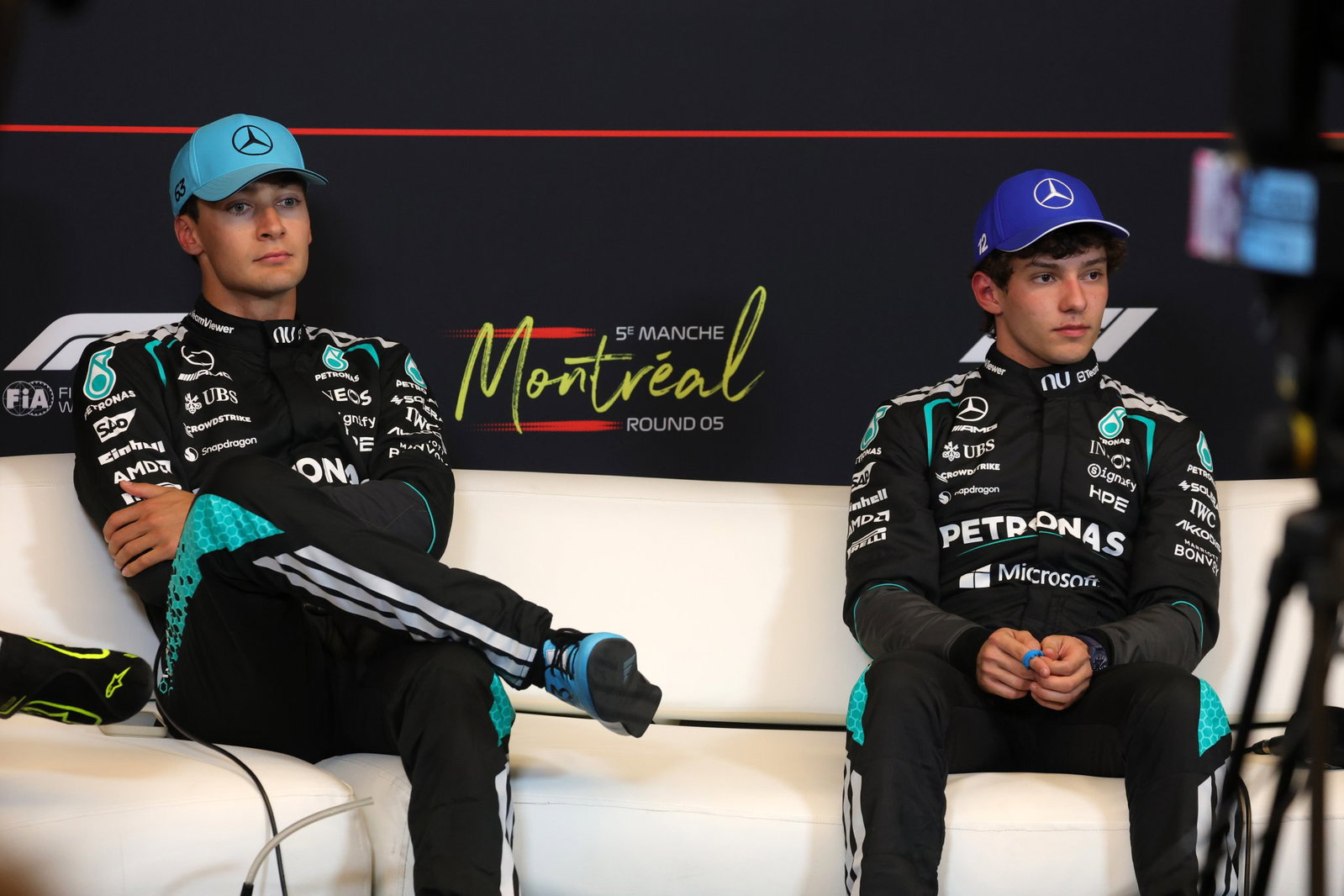 Russell and Antonelli in a frosty Canadian GP media session 