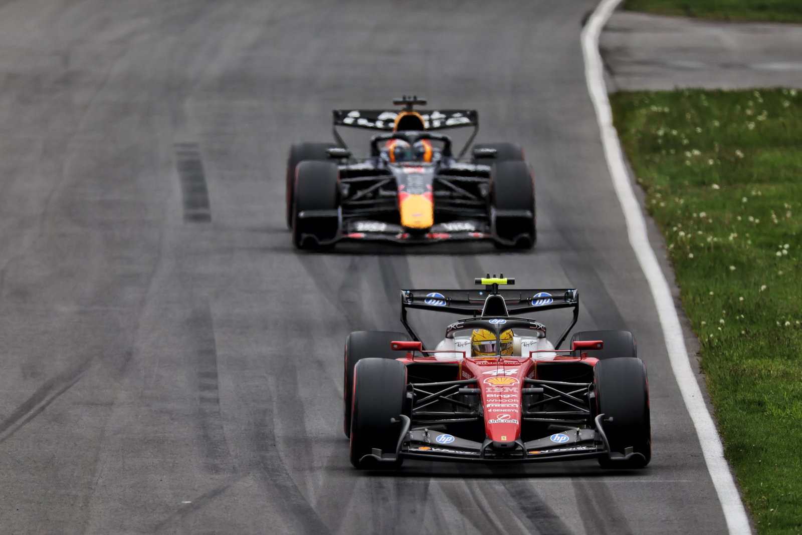 Hamilton beat Verstappen to second place after a great battle