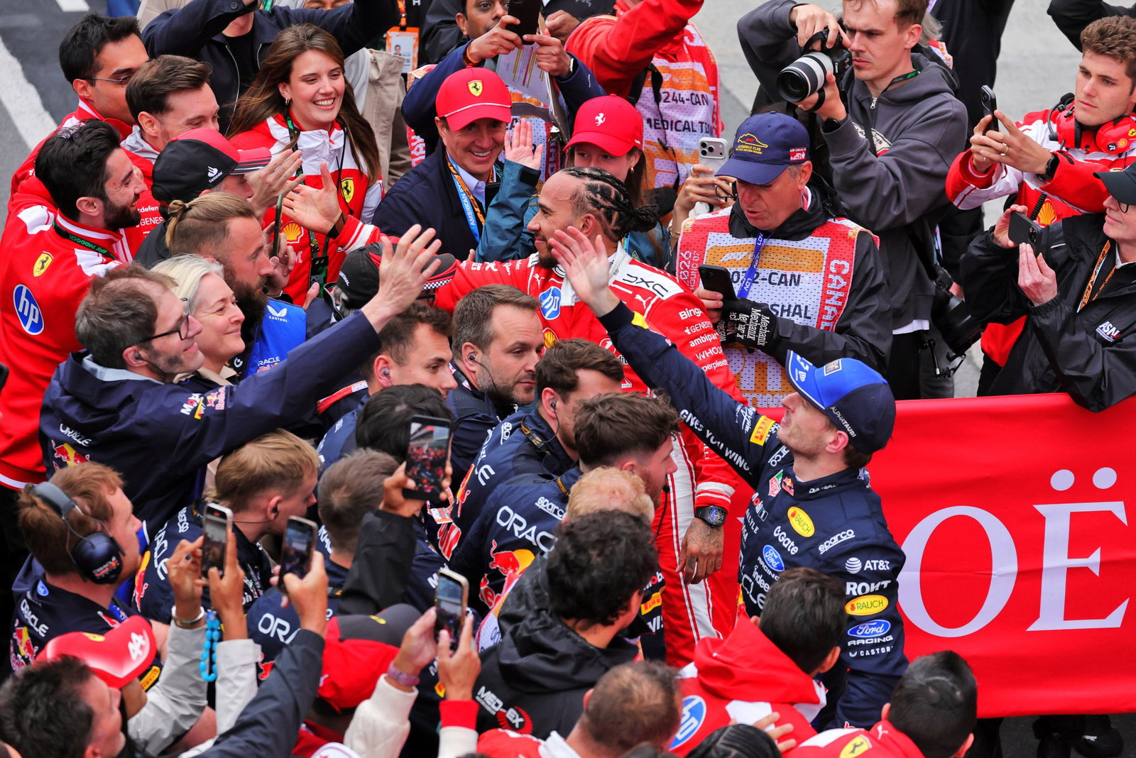 Hamilton and Verstappen celebrate in Canada