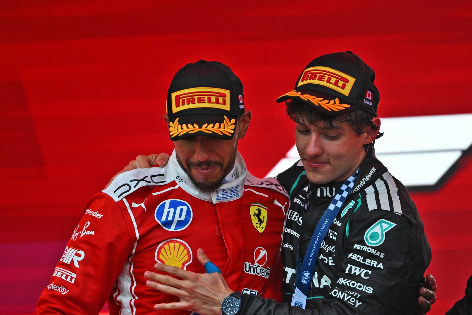 Hamilton and Antonelli on the Montreal podium