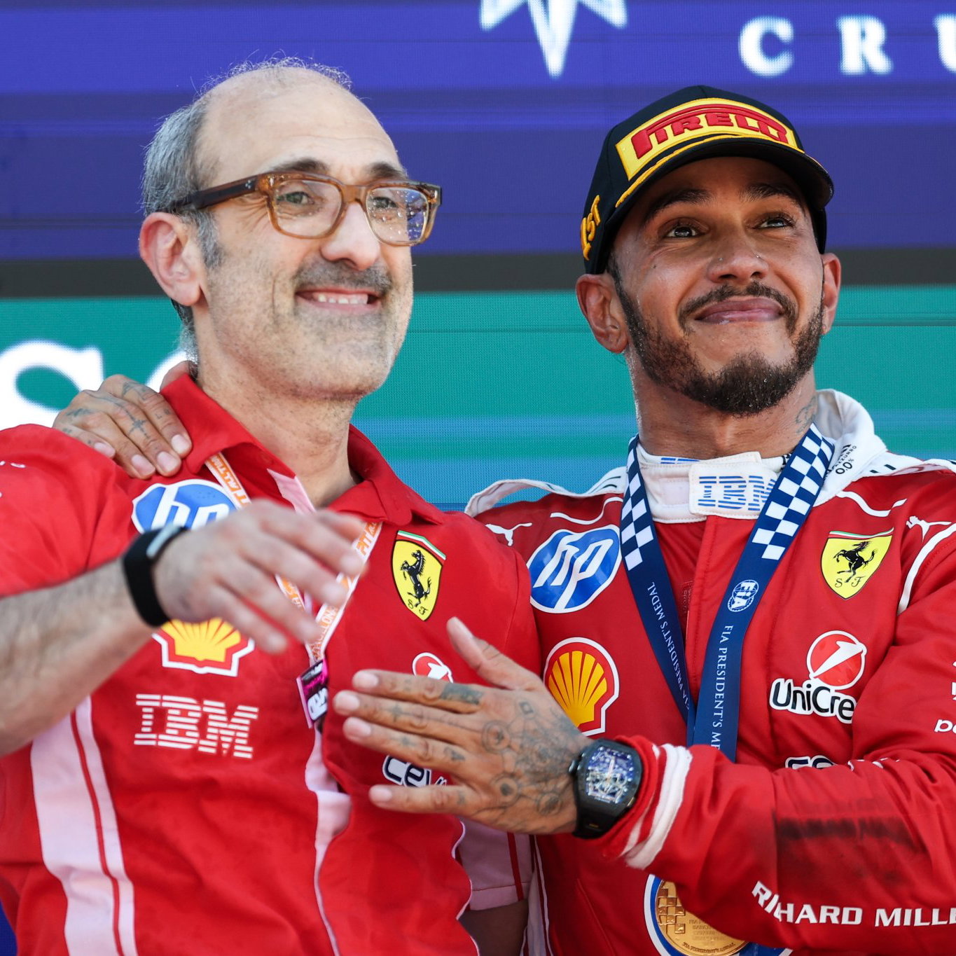 Santi joined Hamilton on the podium in Spain 