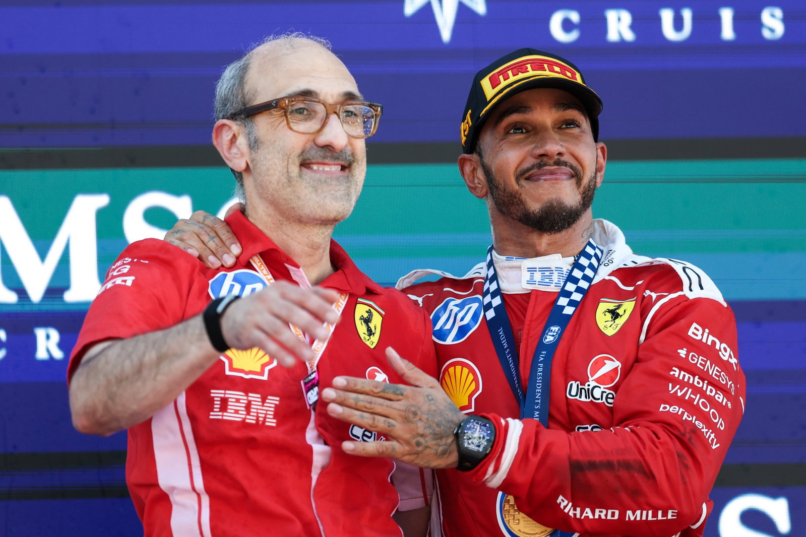 Santi joined Hamilton on the podium in Spain 