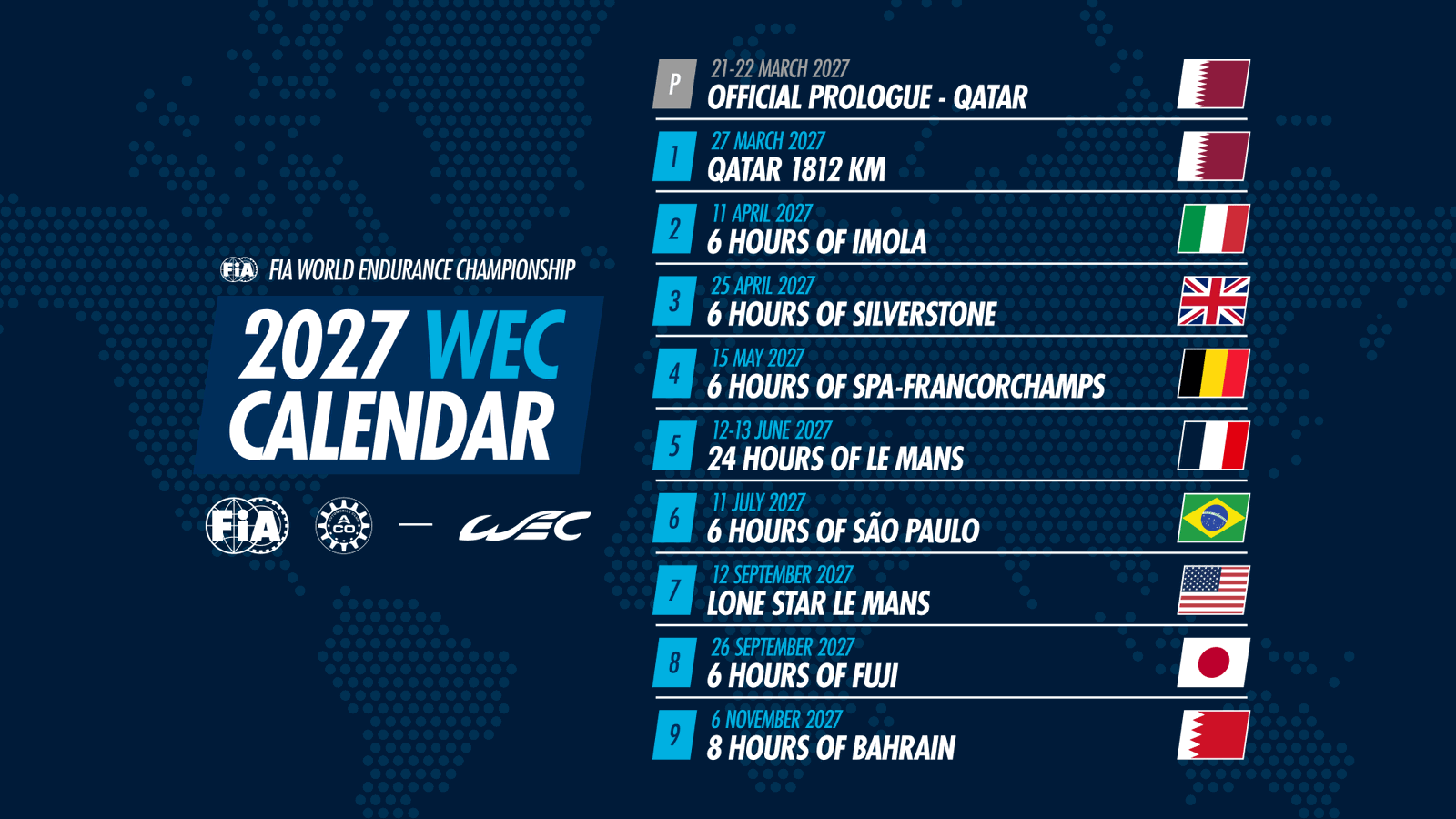 2027 WEC calendar