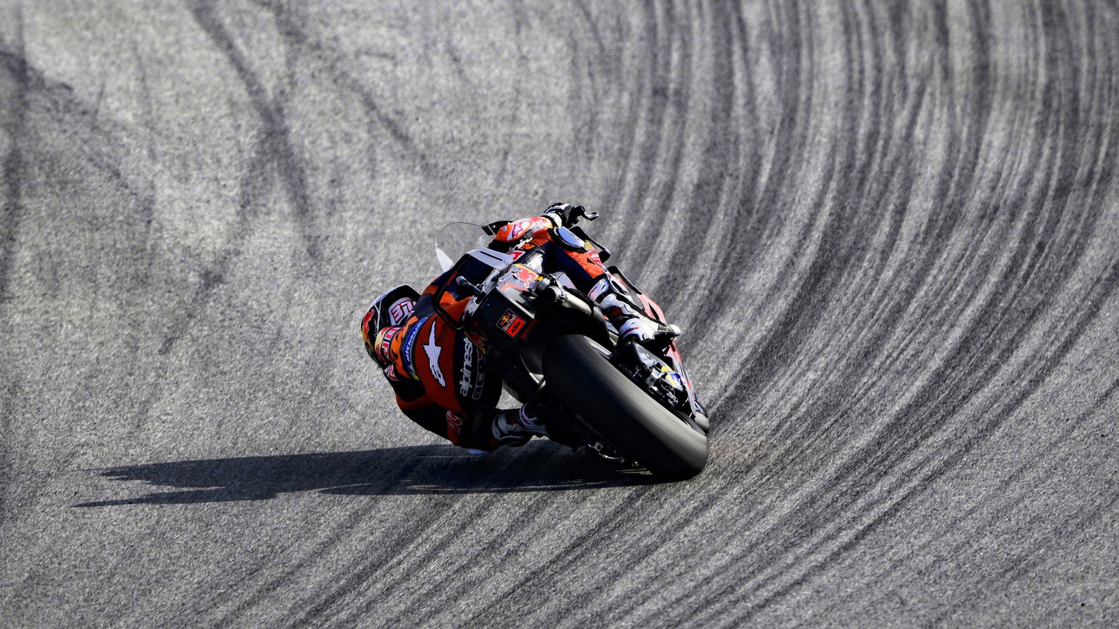 Pedro Acosta slides his KTM. 