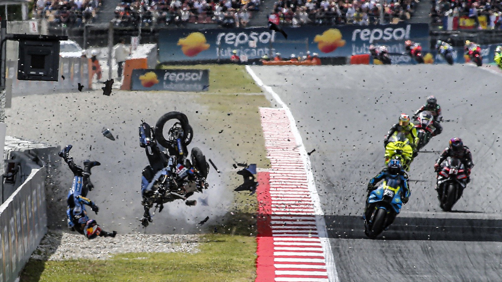 Alex Marquez accident, 2026 Catalunya MotoGP. 