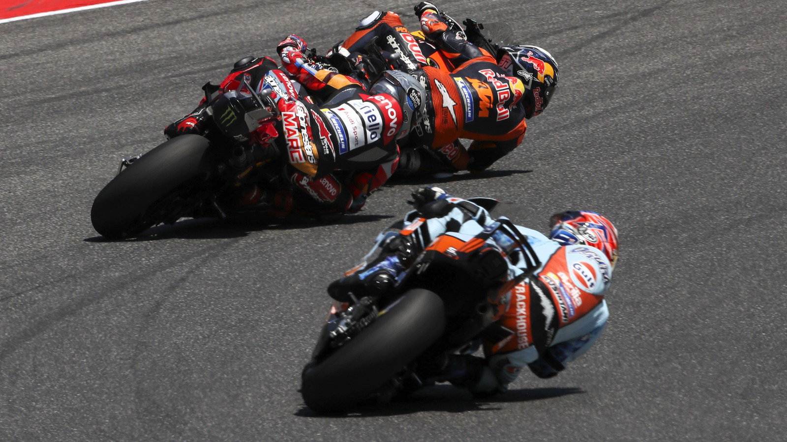 Ai Ogura chases Marc Marquez, 2026 Italian MotoGP.