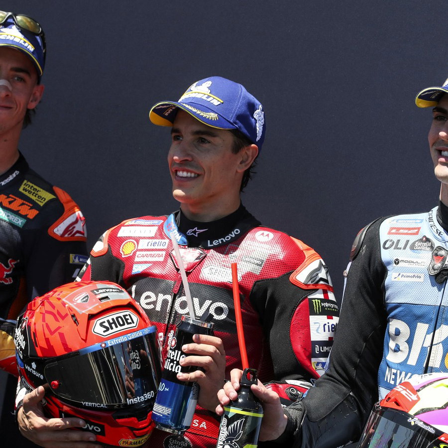 Hungarian MotoGP qualifying: Marc Marquez, Pedro Acosta, Fermin Aldeguer.