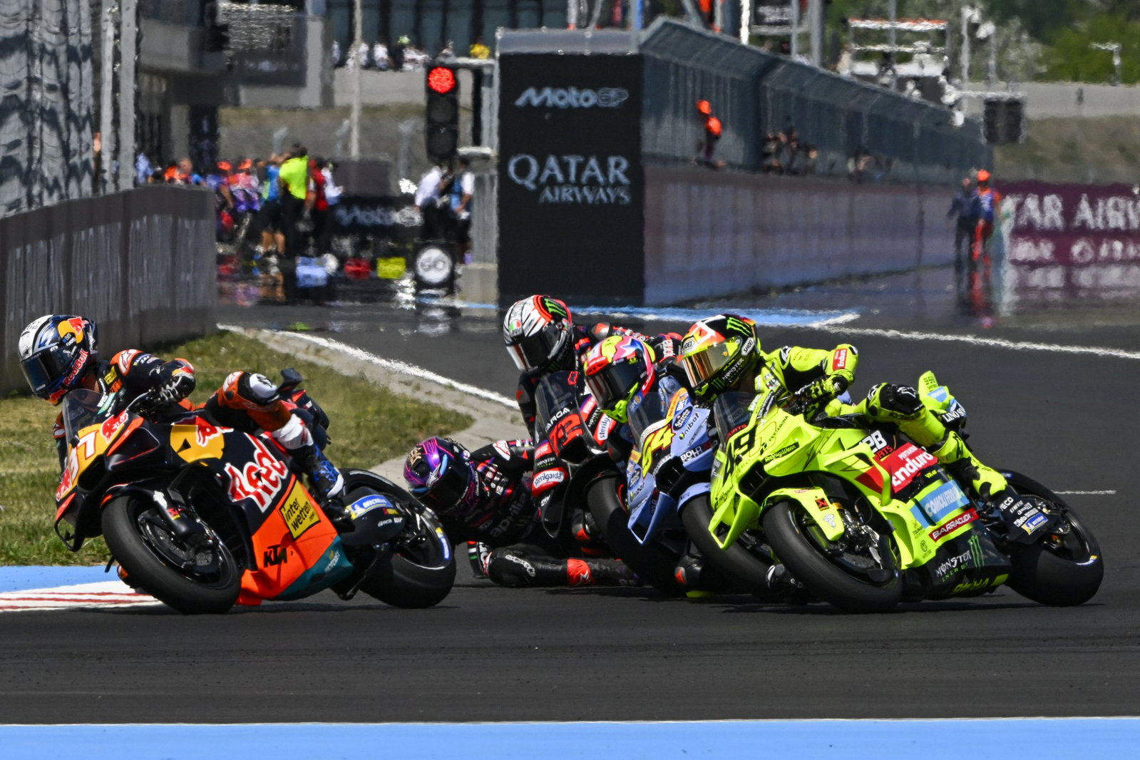 Turn 1 crash at the 2026 Hungary MotoGP