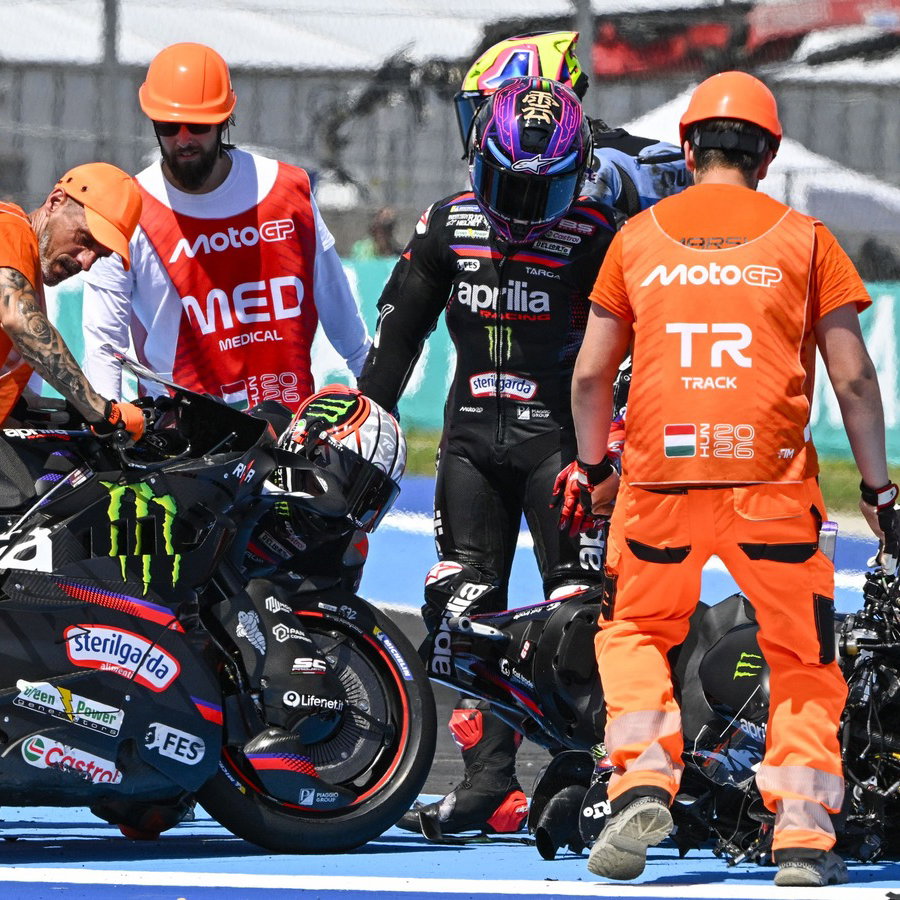 Jorge Martin, Turn 1 accident, 2026 Hungarian MotoGP. 