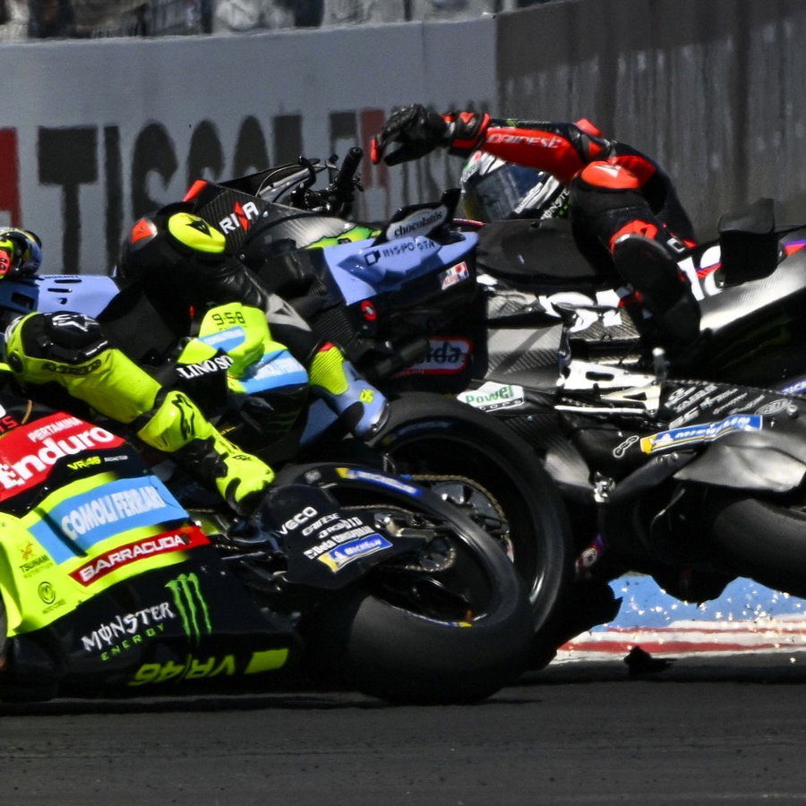 Jorge Martin, Marco Bezzecchi, Turn 1 crash, 2026 Hungarian MotoGP.