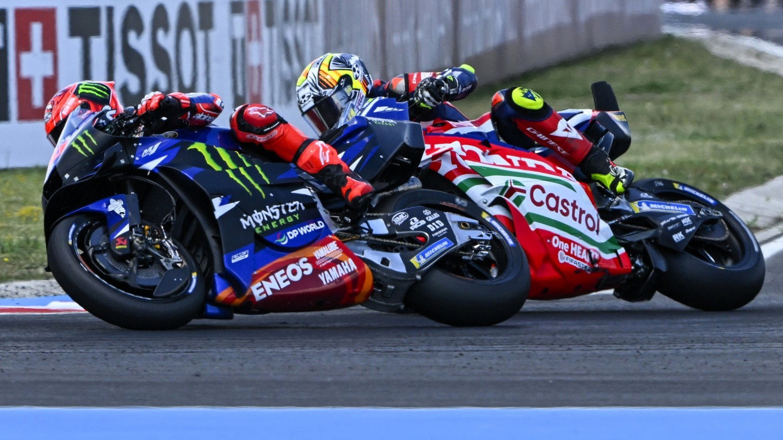 Fabio Quartararo (Yamaha), Diogo Moreira (Honda), 2026 Hungarian MotoGP.