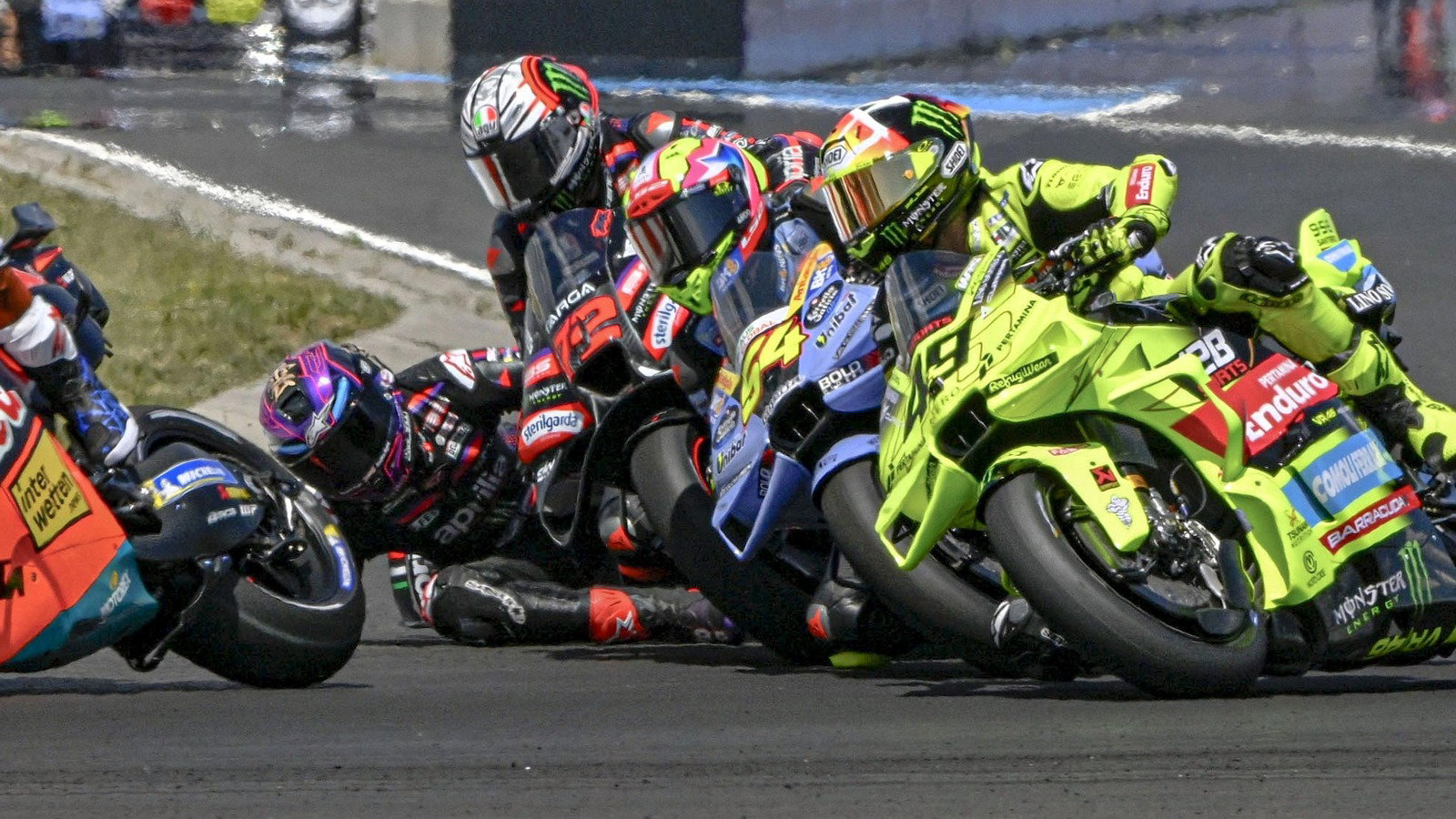 Jorge Martin loses control and hits Marco Bezzecchi, 2026 Hungarian MotoGP. 