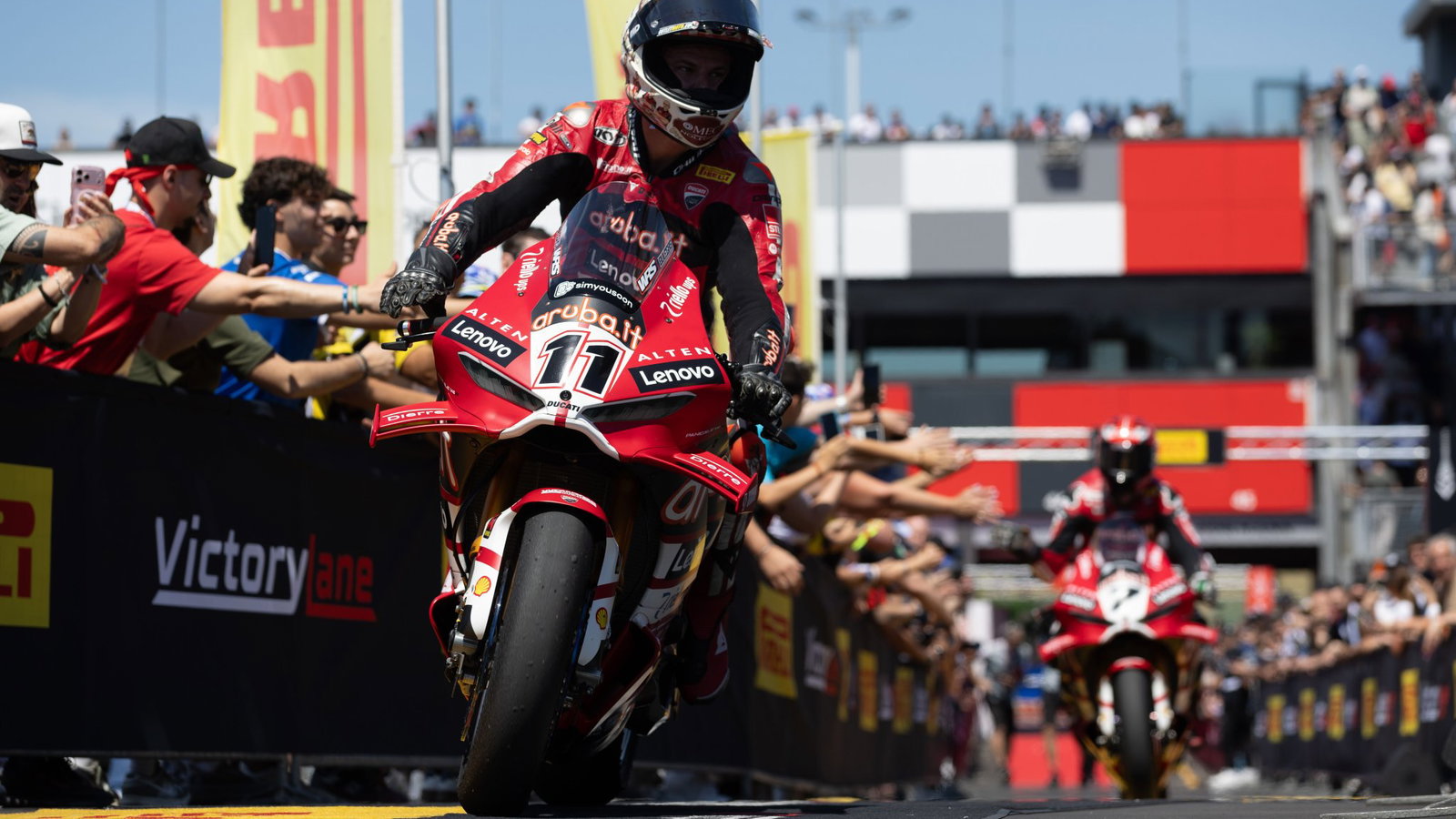 Nicolo Bulega, 2026 Emilia-Romagna WorldSBK, parc ferme. Credit: Gold and Goose.