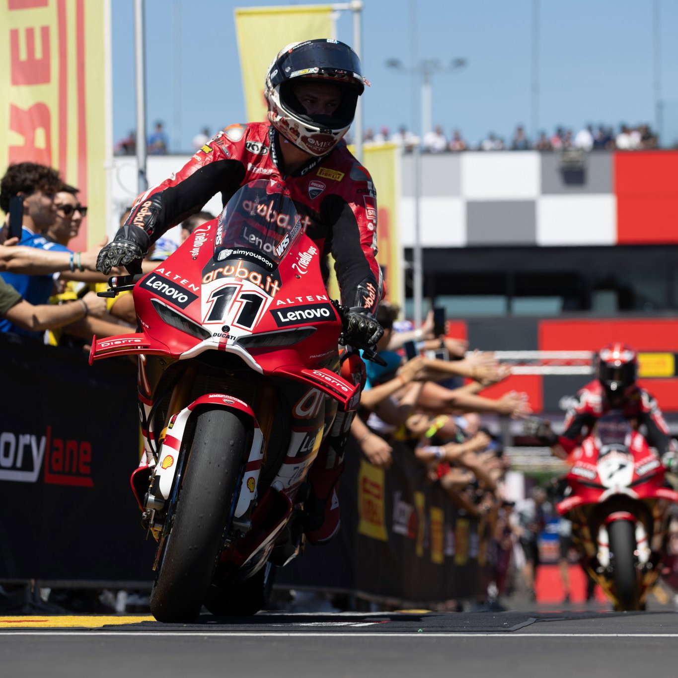 Nicolo Bulega, 2026 Emilia-Romagna WorldSBK, parc ferme. Credit: Gold and Goose.