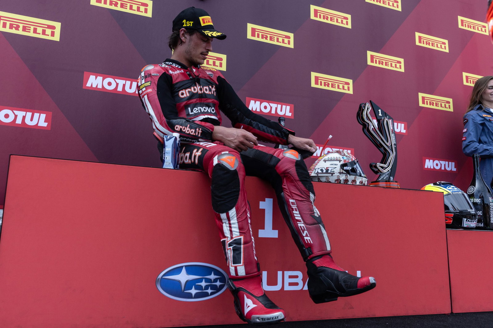 Nicolo Bulega, 2026 Emilia-Romagna WorldSBK, podium. Credit: Gold and Goose.
