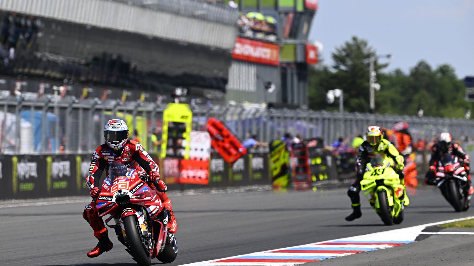 Marc Marquez leads di Giannantonio for 3rd, Sprint, 2026 Brno MotoGP.