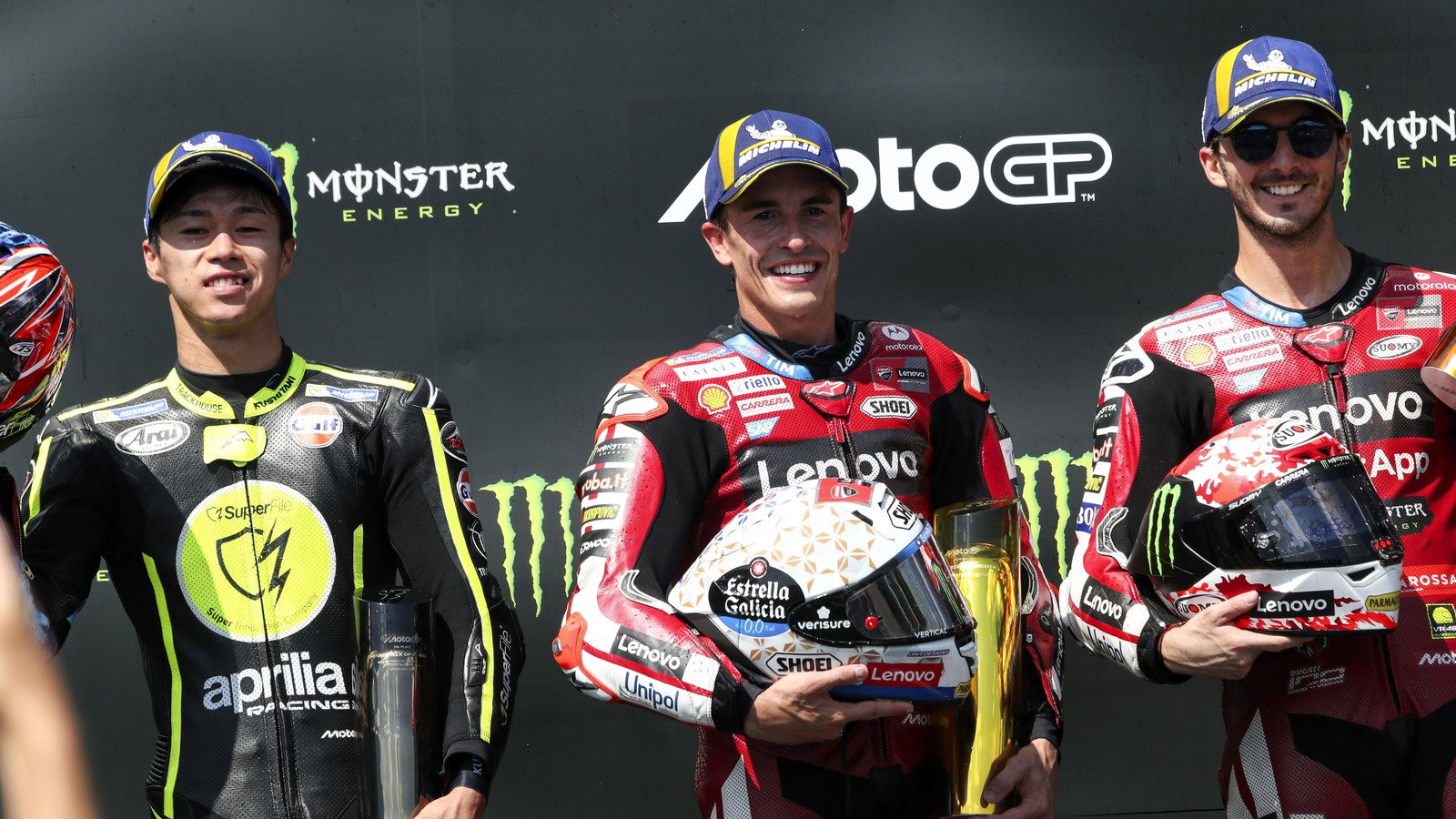Marquez, Bagnaia, Ogura, 2026 Brno MotoGP.
