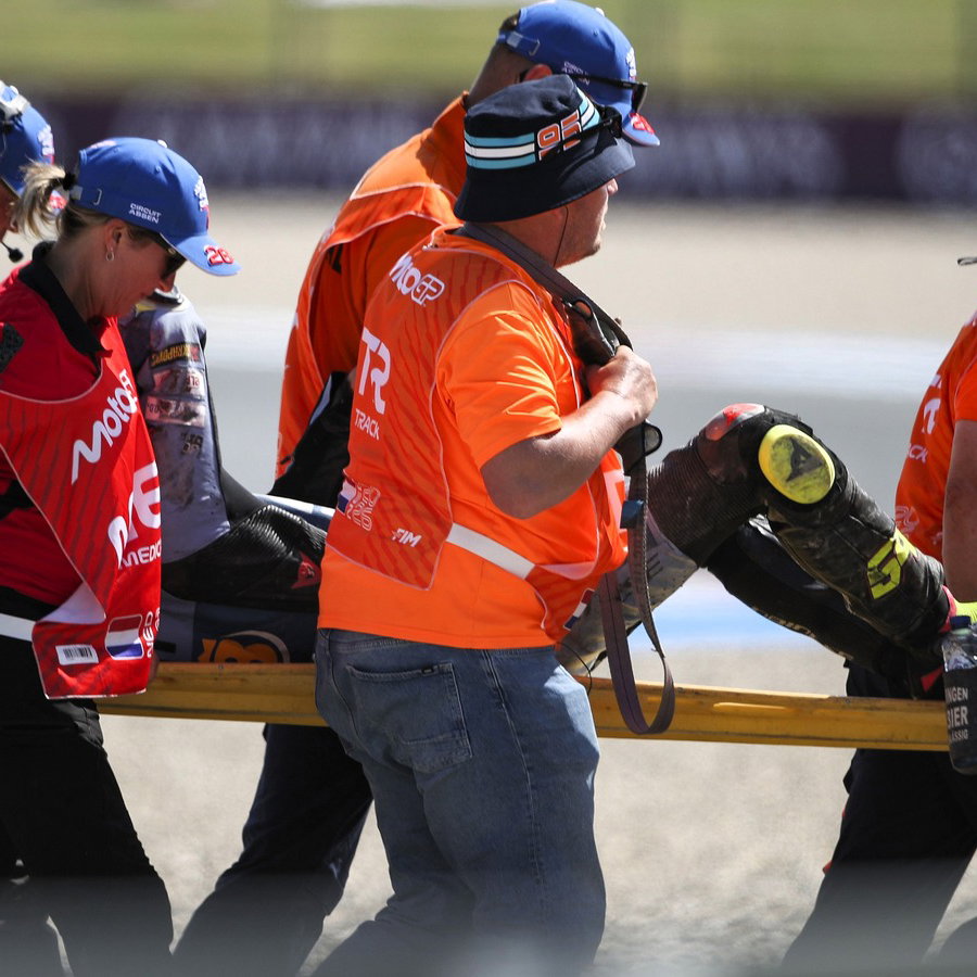 Fermin Aldeguer, Friday practice crash, 2026 Assen MotoGP. 
