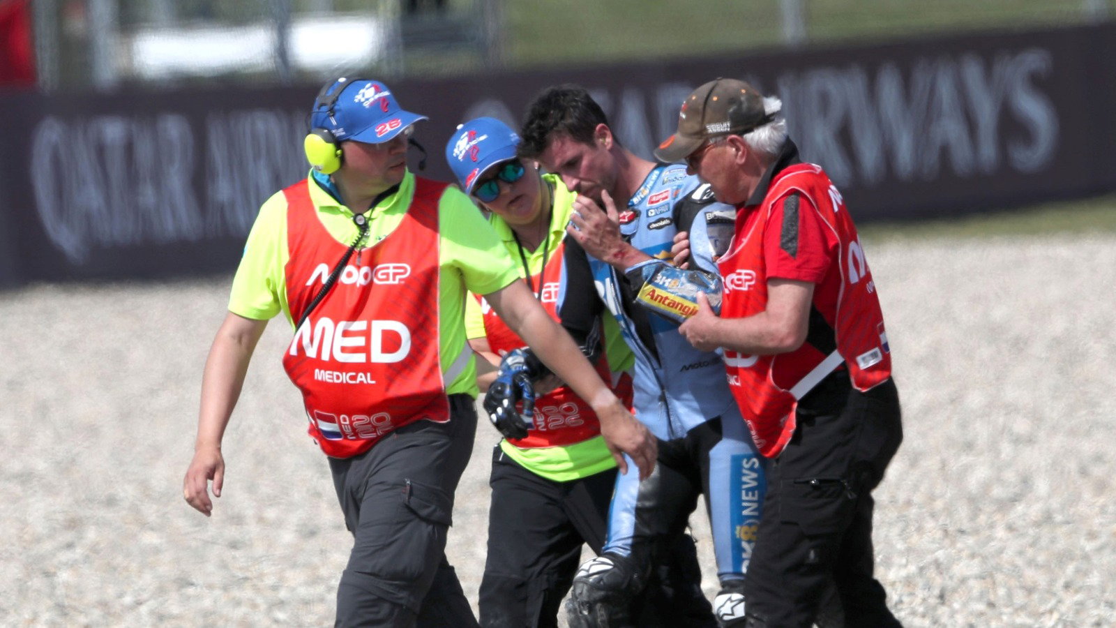 Alex Marquez, missing glove, Assen MotoGP. 