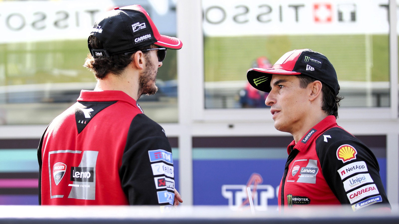 Pecco Bagnaia, Marc Marquez, riders parade, 2026 Assen MotoGP. 