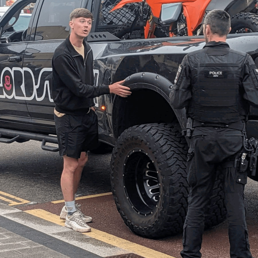 Storm Stacey's truck being seized. Credit: Storm Stacey/Facebook.