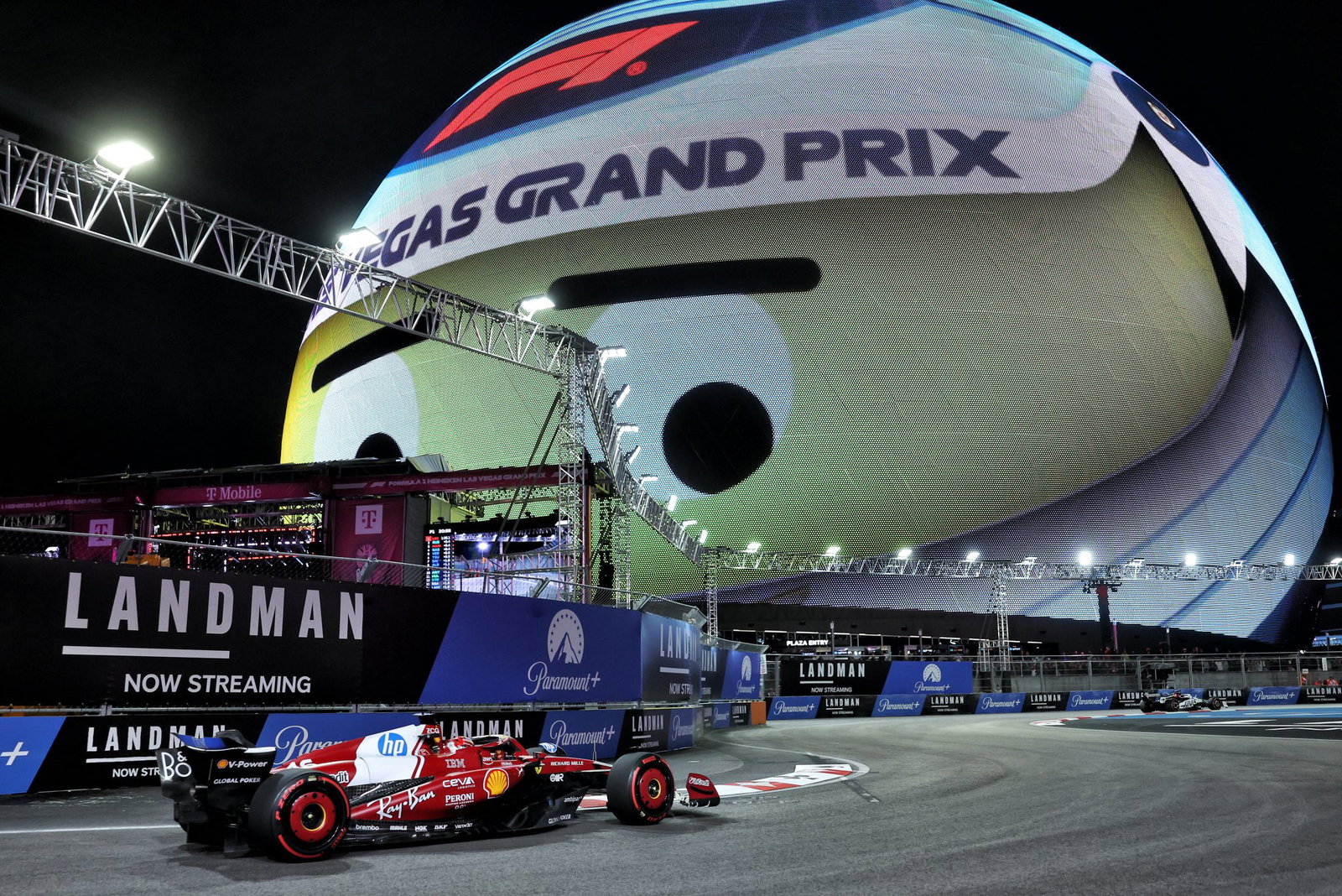 The Sphere watches over Charles Leclerc 